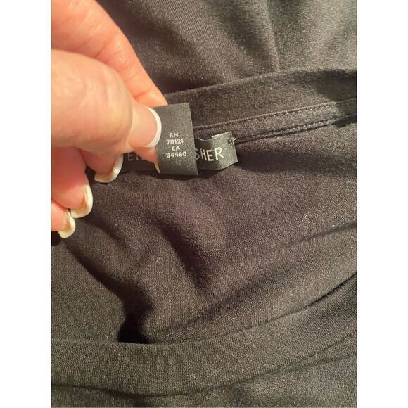 Eileen Fisher Black Short Sleeve Classic Top Sz L Packable Lightweight - Picture 7 of 8